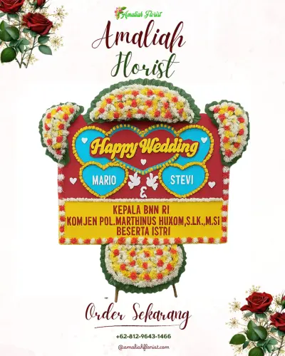 Karangan Papan Bunga Pernikahan di Bojonggambir